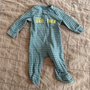 Carter's Blue Striped Little Brother Footie